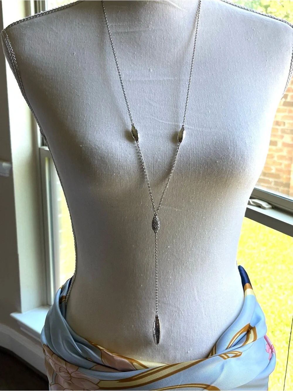 Brighton Bilbao Mist Y-Drop Necklace Lariat Silver with Crystals Necklace